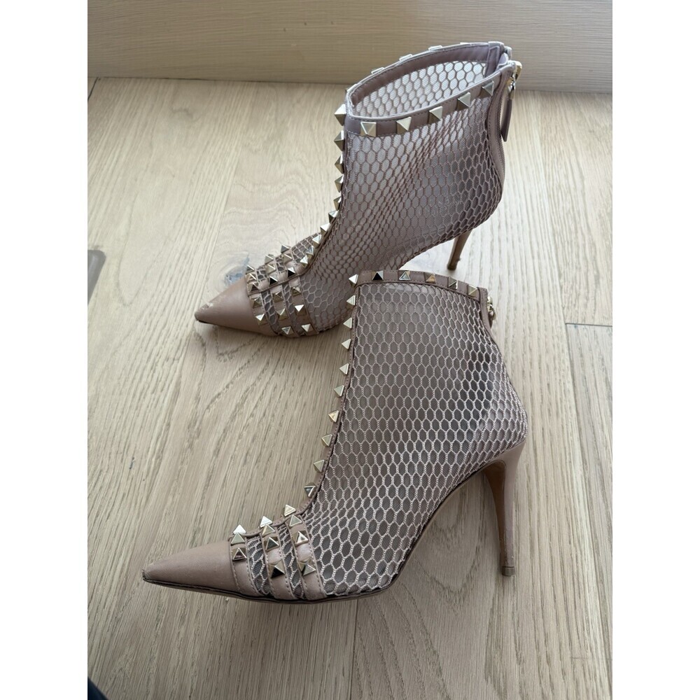 $1420 Valentino Garavani Rockstar Women's Rose Pink Nude Leather Booties 37 6 - Picture 9 of 15
